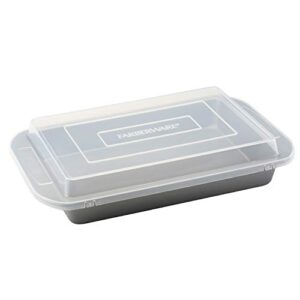 farberware nonstick bakeware baking pan with lid / nonstick cake pan with lid, rectangle – 9 inch x 13 inch, gray