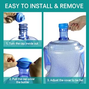 Gofriipai 3 and 5 Gallon Water Jug Cap, Silicone Reusable Replacement Cap, Non Spill Bottle Caps for 55mm Bottle Water Dispenser Caps - Pack of 3