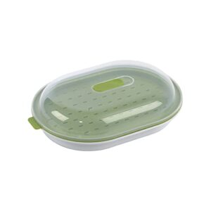 goodcook bpa-free plastic microwave vegetable and fish steamer, green