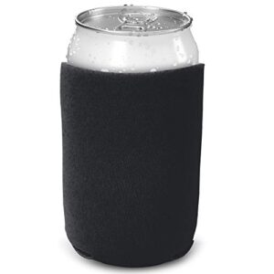 CSBD Beer Can Coolers Sleeves, Soft Insulated Reusable Drink Caddies for Water Bottles or Soda, Collapsible Blank DIY Customizable for Parties, Events or Weddings, Bulk (12, Black)