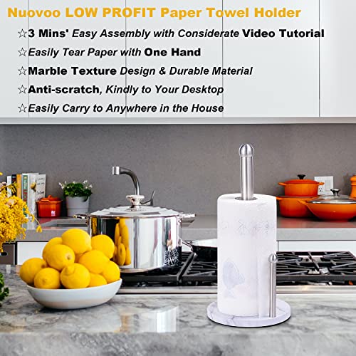 Nuovoo Stainless Steel Paper Towel Holder Countertop, Brushed Silver Paper Roll Holder, Standing Towel Dispenser Stand with Weighted Base, Large Size for Kitchen Toilet Bathroom Dining Table