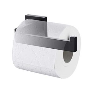 TASTOS Toilet Paper Holder Matte Black, Toilet Tissue Roll Holders Dispenser and Hangers Wall Mounted for Bathroom & Kitchen, Stainless Steel Modern Square Style
