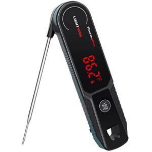 thermopro lightning one-second instant read meat thermometer, calibratable kitchen food thermometer with ambidextrous display, waterproof cooking thermometer for oil deep fry smoker bbq grill
