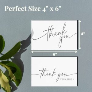 Thank You Cards with Kraft Envelopes and Matching Stickers, Bulk Pack of 100, 4x6 Inch Minimalistic Design | Suitable for Business, Baby Shower, Wedding, Small Business, Graduation, Bridal Shower, Funeral