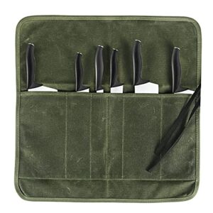 hrx package waxed canvas knife roll, portable chef knife bag carrying case small butcher knife cutlery carrier for travel camping