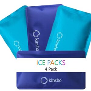 kinsho Ice Packs for Kids Lunch Box, Bag and Bento Boxes, 4 Pack Set, Reusable and Refreezable Soft Slim Pouches for Travel, School, Work or Camping, Long Lasting Cold, Flexible | Blue, Turquoise…