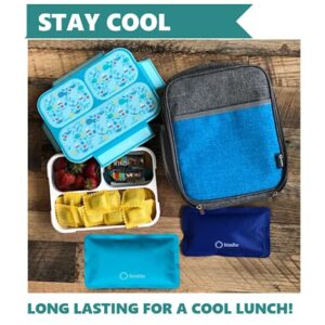 kinsho Ice Packs for Kids Lunch Box, Bag and Bento Boxes, 4 Pack Set, Reusable and Refreezable Soft Slim Pouches for Travel, School, Work or Camping, Long Lasting Cold, Flexible | Blue, Turquoise…