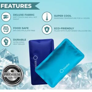 kinsho Ice Packs for Kids Lunch Box, Bag and Bento Boxes, 4 Pack Set, Reusable and Refreezable Soft Slim Pouches for Travel, School, Work or Camping, Long Lasting Cold, Flexible | Blue, Turquoise…