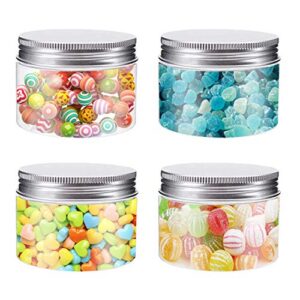 Bekith 20 Pack 4 Ounce Clear Plastic Storage Jars Containers With Screw-on Lids, Refillable BPA Free Small Round Slime Containers for Kitchen & Household Storage