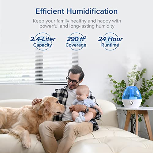 LEVOIT Humidifiers for Bedroom Large Room (2.4L Water Tank), Cool Mist for Home Whole House, Quiet for Baby Nursery, Adjustable 360° Rotation Nozzle, Ultrasonic, Auto Shut off, Night Light, BPA-Free