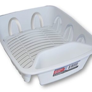 Essentials White Plastic Dish Drainer - 11.25'' x 13.75'' x 4.25''