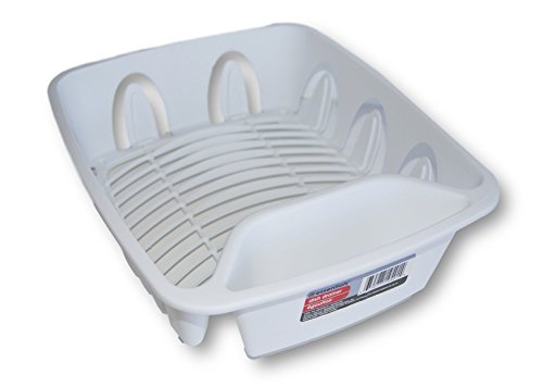 Essentials White Plastic Dish Drainer - 11.25'' x 13.75'' x 4.25''