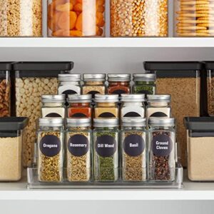 Talented Kitchen 14 Pack Glass Spice Jars with 269 Spice Labels, Empty Square Spice Bottles Containers 4 oz with Pour/Sift Shaker Lid, Spice Organization and Storage (Water Resistant)