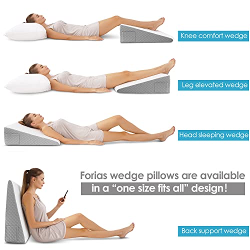 Forias Wedge Pillow for Sleeping 7.5" Bed Wedge Pillow for After Surgery Triangle Pillow Wedge for Acid Reflux Gerd Snoring Back Pain, Air Layer Sleeping Wedge Cover | Memory Foam Top