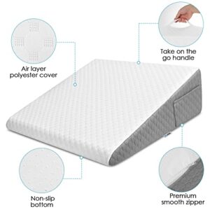 Forias Wedge Pillow for Sleeping 7.5" Bed Wedge Pillow for After Surgery Triangle Pillow Wedge for Acid Reflux Gerd Snoring Back Pain, Air Layer Sleeping Wedge Cover | Memory Foam Top