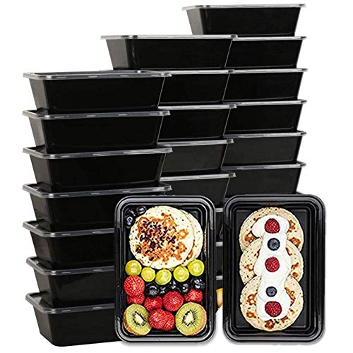 AIFUSI 50 Pack Meal Prep Container, Disposable Lunch Box, Food Storage Washable Containers with Lids, Reusable Plastic Bento Box Microwave/Dishwasher/Freezer Safe (750ML/ 26 OZ)