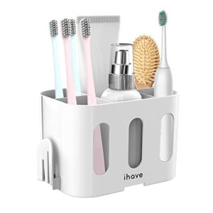 ihave toothbrush holders for bathrooms, tooth brush holder bathroom organizer countertop, electric tooth brushing holder with 5 slots and 2 hanging holes