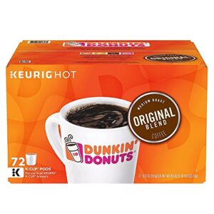 dunkin’ donuts original blend coffee k-cup pods, box of 72 count