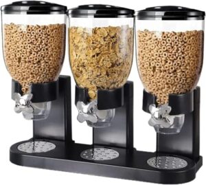 triple food dispenser cereal containers storage dispenser food storage container cereal dispenser countertop for candy nut grain granola snack