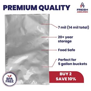 Fresh Assured | 25-Pack 5 Gallon Mylar Bags with Oxygen Absorbers (30 x 2000cc) | 7 mil | BPA Free | Long-Term Food Storage Container Sets