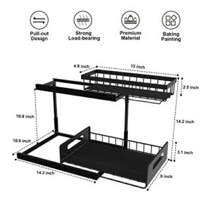 Under Sink Organizer, REALINN 2-Tier Pull Out Cabinet Organizer Under Kitchen Sink Organizer, Under Cabinet Storage Multi-Use for Bathroom Laundry Kitchen