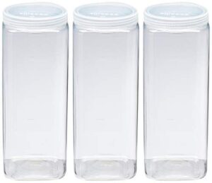 silicook clear plastic jar, set of 3-40oz, square shaped, transparent, food storage container, kitchen & household organization for dry goods, spices, vegetables, ingredients and more