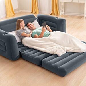 Intex Pull-Out Sofa Inflatable Bed, 80" X 91" X 26", Queen, Gray