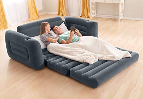 Intex Pull-Out Sofa Inflatable Bed, 80" X 91" X 26", Queen, Gray