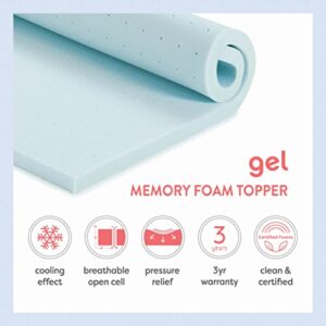 Best Price Mattress 1.5 Inch Ventilated Memory Foam Mattress Topper, Cooling Gel Infusion, CertiPUR-US Certified, Queen