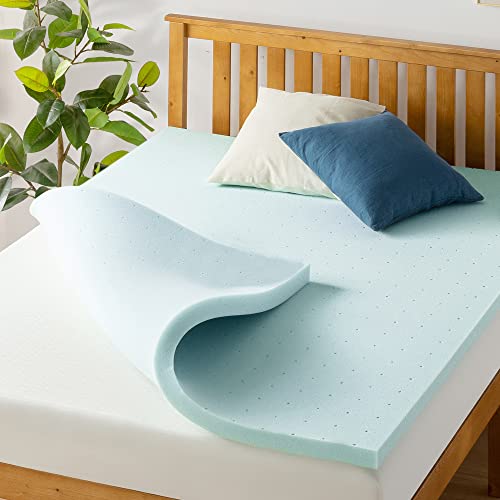 Best Price Mattress 1.5 Inch Ventilated Memory Foam Mattress Topper, Cooling Gel Infusion, CertiPUR-US Certified, Queen