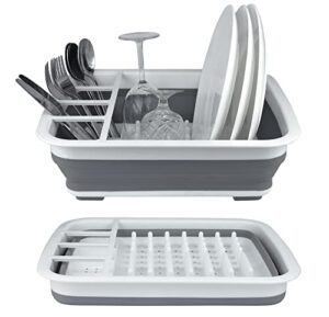 bnyd collapsible dish rack, foldable dinnerware drainer organizer