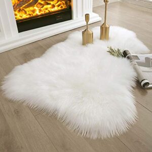 ashler faux fur rug, fluffy shaggy area rug ultra soft 2 x 3 feet sheepskin fur rug, white fuzzy rug machine washable shag rug, nursery decor throw rugs for bedroom, kids room, living room
