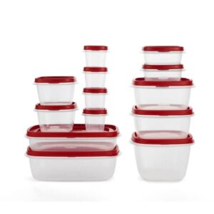 rubbermaid easy find lids food storage containers, racer red, 26 piece set