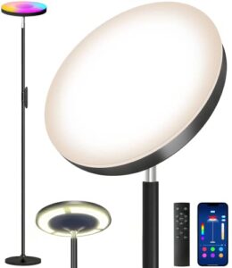 keepsmile double side lighting led floor lamp with remote smart app 36w 2600lm bright tall standing rgb floor lamp angle multicolor dimmable modern floor lamps for living room bedroom office