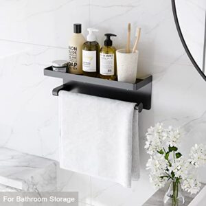 ESOW Paper Towel Holder Wall Mounted for Kitchen 13 in, Paper Towel Roll Rack with Storage Shelf Space, Both Available in Adhesive and Screws, SUS304 Stainless Steel (Matte Black)