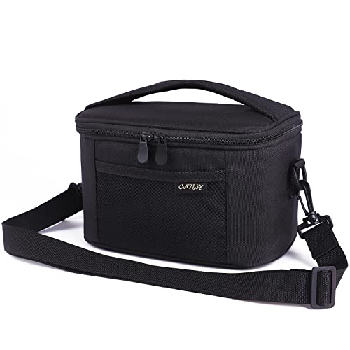 ONTESY Small Lunch Bag for Men Women, Super Thermal Insulated Lunch Cooler Box Reusable Lunch Pail with Adjustable Shoulder Strap for Work School Picnic ( Black )