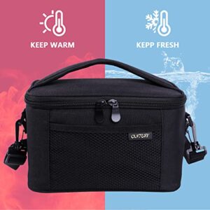 ONTESY Small Lunch Bag for Men Women, Super Thermal Insulated Lunch Cooler Box Reusable Lunch Pail with Adjustable Shoulder Strap for Work School Picnic ( Black )