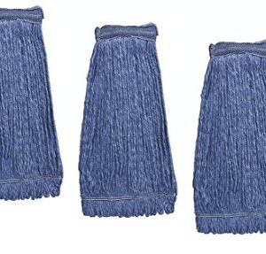 KLEEN HANDLER General Cleaning Mop Heavy Duty Commercial Replacement, Wet Industrial Blue Cotton Looped End String Head Refill (Pack of 3)