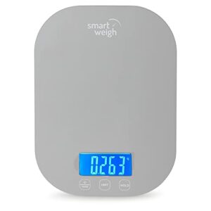 smart weigh 11 lb. digital kitchen food scale, mechanical accurate weight scale with 5-unit modes, grams and ounces for weight loss,weighing ingredients, dieting, keto cooking , meal prep and baking