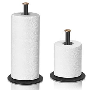 Toilet Paper Holder,Adjustable Black Paper Towel Organizer Stand for Kitchen,Bathroom - Holds 3 Rolls Toilet Tissue - Premium Stainless Steel Paper Towel Holder for Countertop