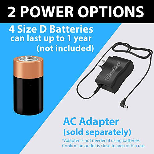 iTouchless 13 Gallon Automatic Trash Can with Odor-Absorbing Filter and Lid Lock, Power by Batteries (not included) or Optional AC Adapter (sold separately), Black / Stainless Steel