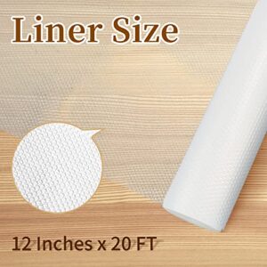GEEBOBO Shelf Liner 12inx20ft, Refrigerator Liners, Wire Shelf Liner, Shelf Liners for Kitchen Cabinets Non-Adhesive, Clear Plastic Fridge Shelf Liner Fits Glass Shelves, Drawers, Dresser, Pantry