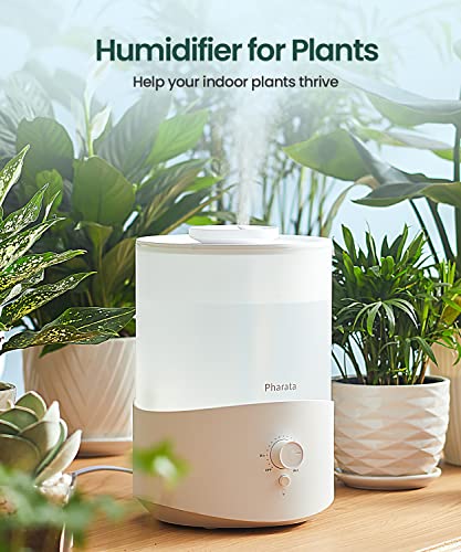 Pharata Humidifiers for Bedroom Large Room, 2.5L Cool Mist Humidifier with Essential Oil Diffuser, Top Fill Air Humidifier for Baby, Home, Plant, Ultrasonic Humidification for whole house, Auto Shut-Off, (White)