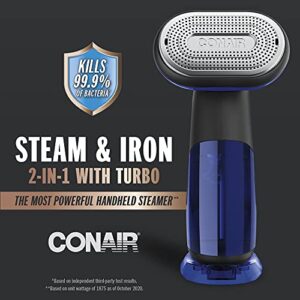 Conair 2-in-1 Hand Held Steamer and Iron for Clothes, Turbo ExtremeSteam 1875W Garment Steamer and Clothing Iron