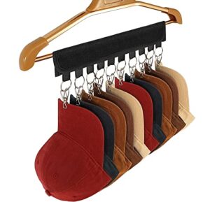topmeet hat organizer for baseball caps storage,10 stainless steel clips holder for hanger, cap rack/hat shelf fit room closet,door,wall – 1 pack