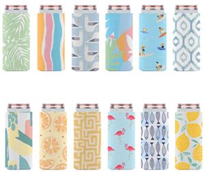 slim can cooler sleeves (12-pack) soft insulated slim can koolie for white claw seltzer & slim beer – htv blanks for vinyl projects – skinny can koolies bulk – tall can koolie – coolies for slim cans
