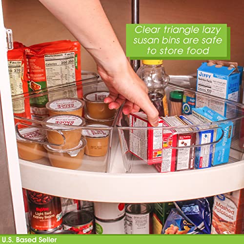 7Penn Lazy Susan Snack Organizer Bins 4pk - 11in Clear Lazy Susan Organizer for 28-29in Diam Rotating Cabinet and Pantry