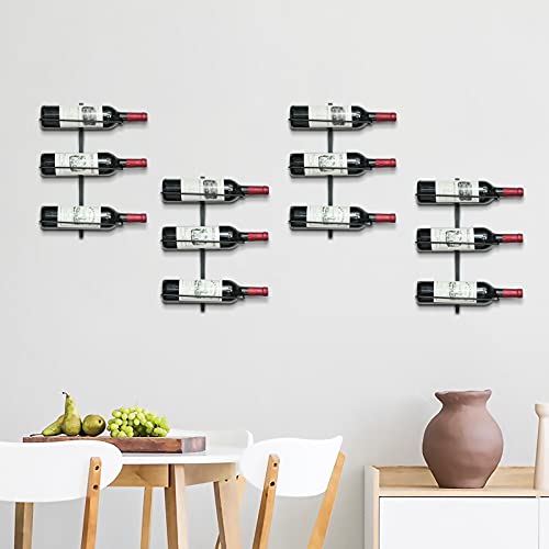 12 Bottle Wall Mounted Wine Rack, Adjustable Tier Wall Hanging Wine Holder Towel Rack, Detachable Wine Storage Organizer Used As One or Four, for Kitchen, Pantry, Dining Room, Bar, Wine Cellar