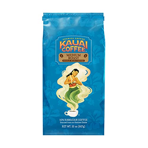 Kauai Whole Bean Coffee, Koloa Estate Medium Roast - Arabica Whole Bean Coffee from Hawaii’s Largest Coffee Grower - Bright Aroma with Light Floral Notes - 32 Ounce