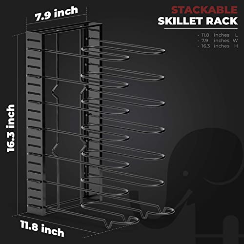 Vdomus Pot Rack Organizer with 3 DIY Methods, Black Metal Kitchen 8+ Pots Holder, Height and Position are Adjustable Cabinet Pantry Pot Lid Holder (Upgraded)